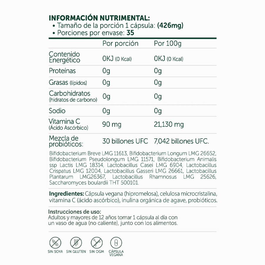 Bioflora 30 Billones Probióticos+Prebiótico 35 Caps