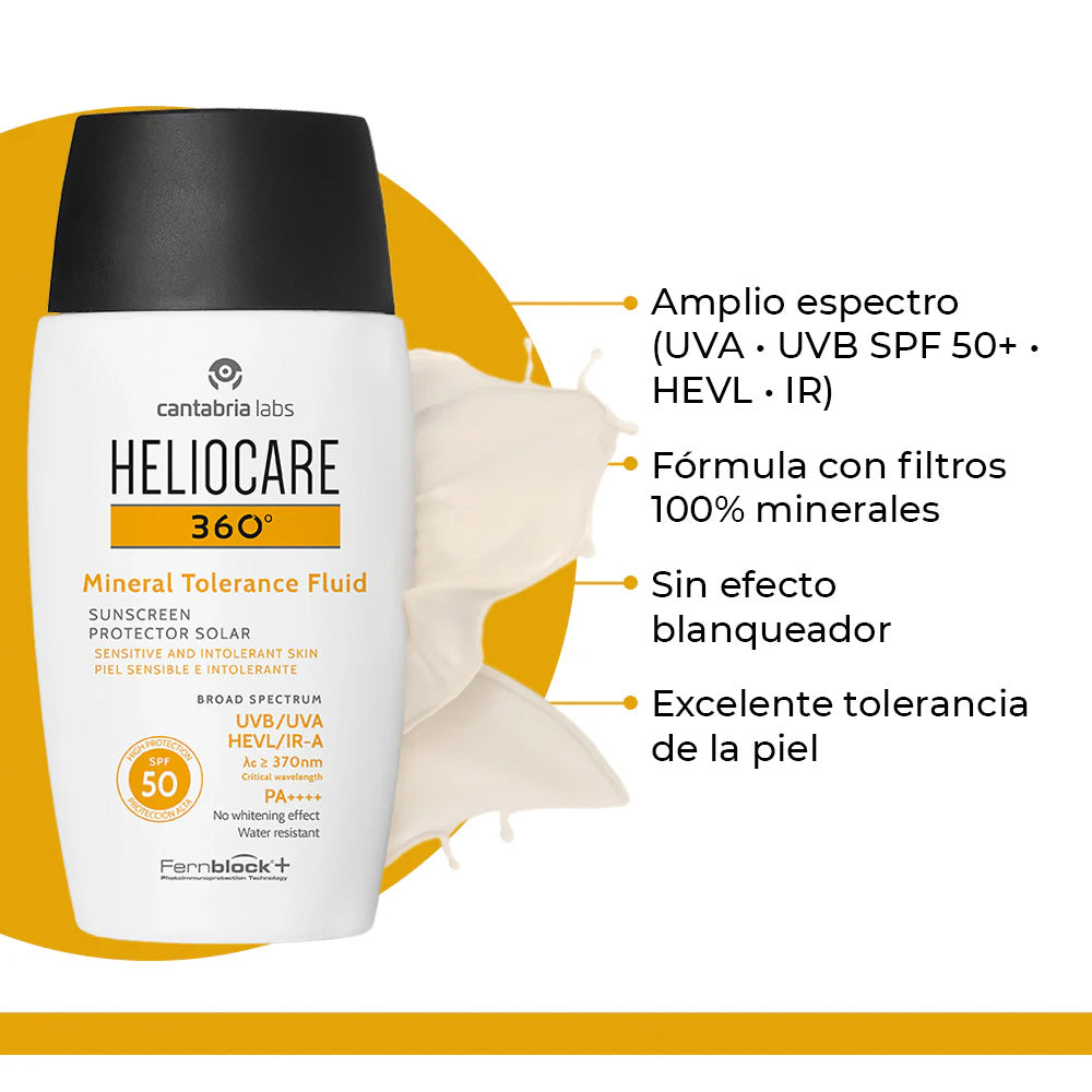 Venta de Heliocare 360 Mineral Tolerance Fluid SPF50+ 50mL al