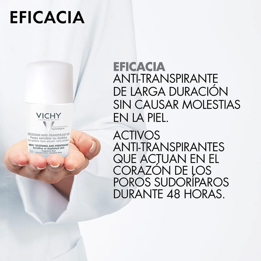 Vichy Roll on Antitranspirante Piel Sensible 48hr 50 mL