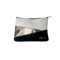 PLV HD COSMETIQUERA DE PIEL TRICOLOR ( BLANCO PLATA Y NEGRO)