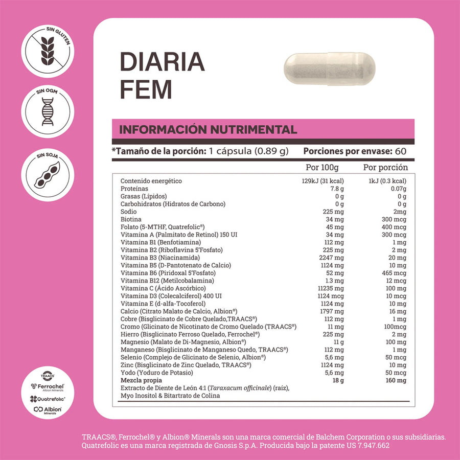 Matter Diaria Myo-Inositol con Mezcla de Vitaminas y Minerales Quelados 60Caps