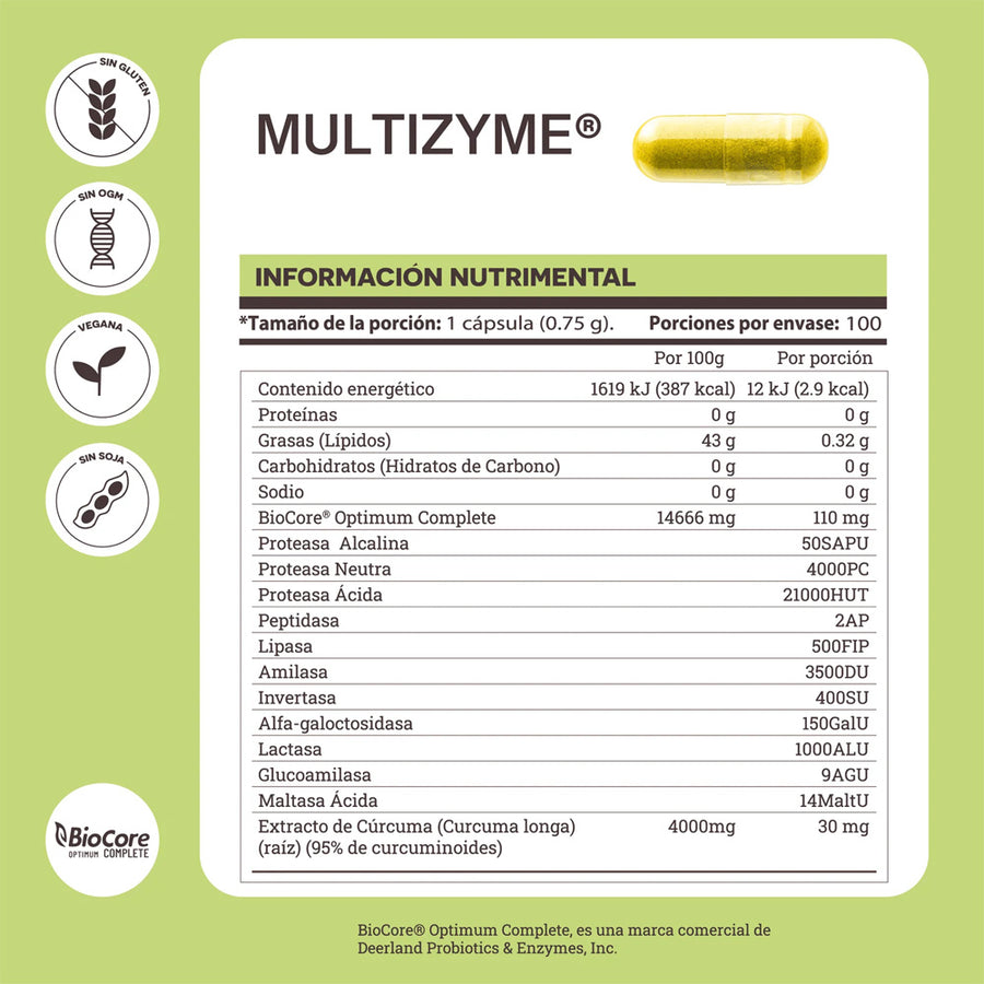 Matter Multizyme Enzimas Digestivas con TCM y Curcuma 100Caps
