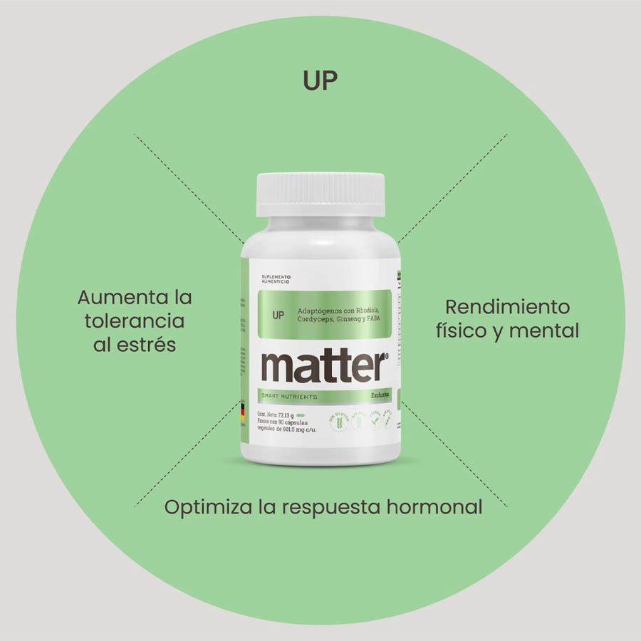 Matter UP Adaptogenos con Rhodiola Cordyceps, Ginseng y PABA 90Caps