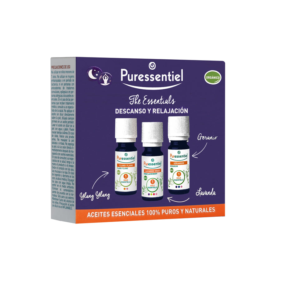 Puressentiel Essential Kit Descanso y Relajación Aceite de Ylang ylang Lavanda Geranio-Haut Boutique